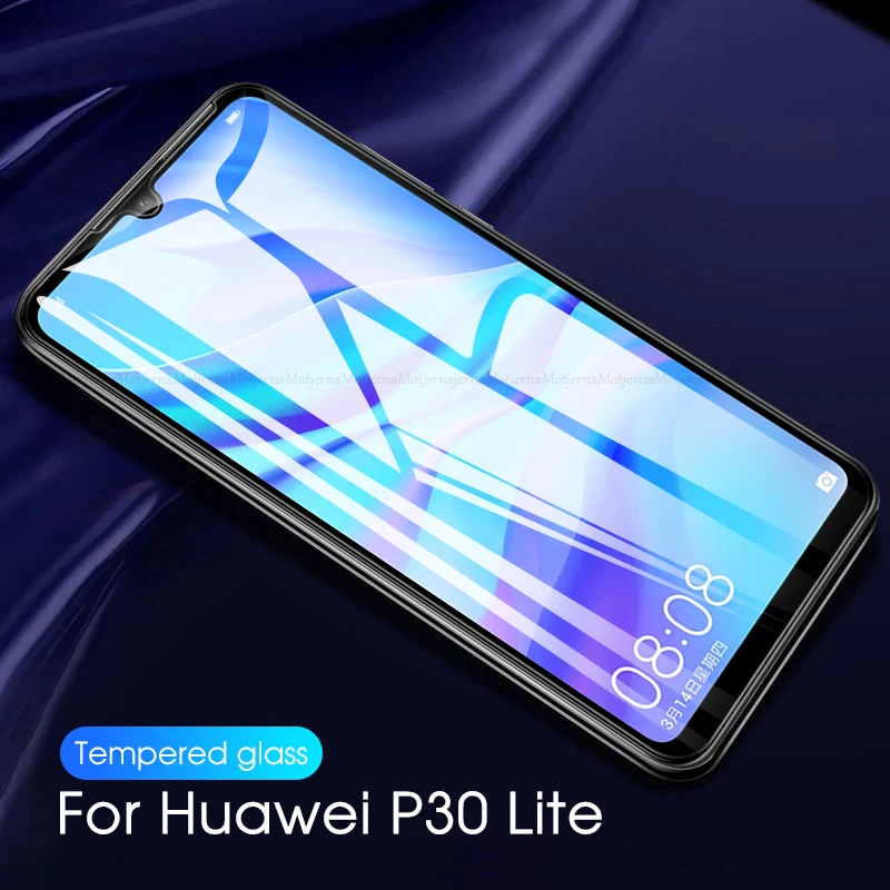 2 в 1 Защитное стекло для huawei P30 Lite P30Lite полное покрытие закаленное и объектив