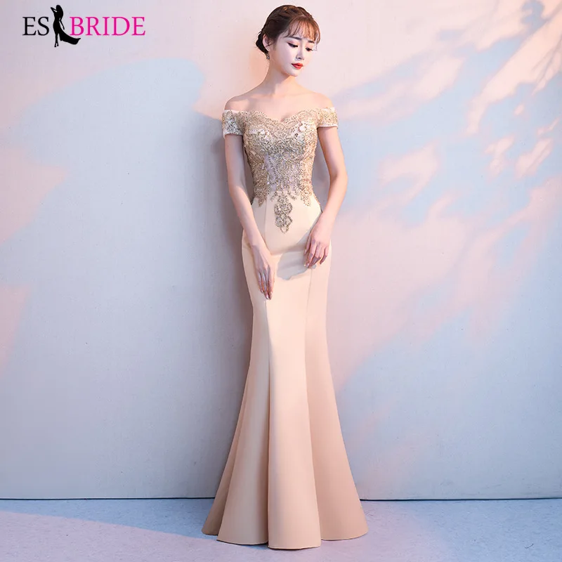 

Robe De Soiree Sexy Banquet Elegant Mermaid Evening Dress ES3022 Appliques Beading Prom Gown Bride Long Party Dresses