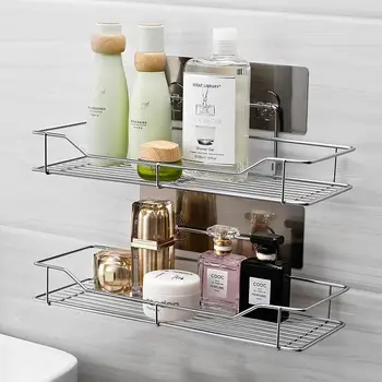 

Stainless Steel Nail-free Square Large Baskets Without Marks Strong Storage Wang Qili Paste Creative Shelves