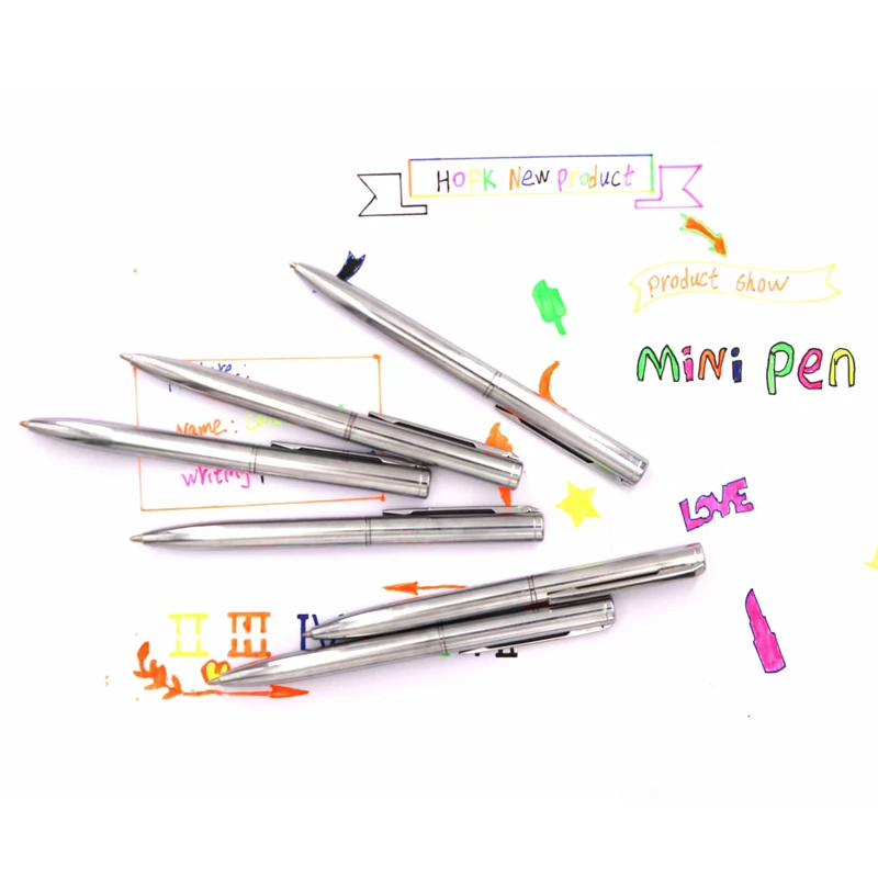 6 цветов, мини металлическая ручка Kawaii, серебристые шариковые ручки, металлическая шариковая ручка Kawaii, модная Подарочная шариковая ручка, школьные офисные принадлежности