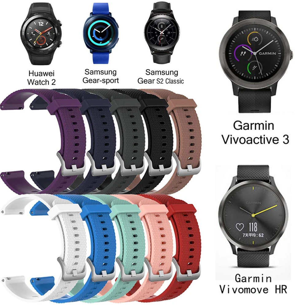 Duszake 20 мм силиконовый ремешок для Garmin Vivoactive 3 Vivomove HR сменный Браслет для Garmin Vivoactive3 музыкальный ремешок