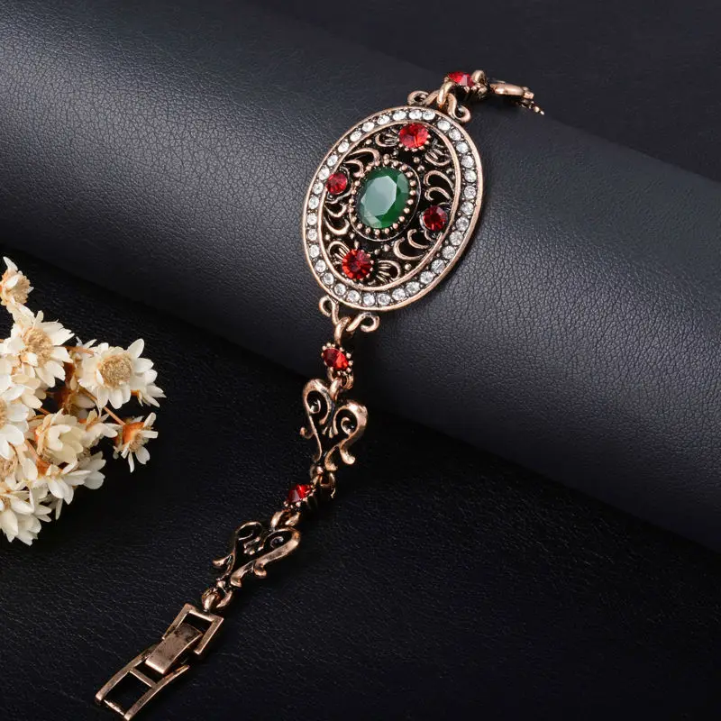 Red Gold and Green Charm Bracelet
