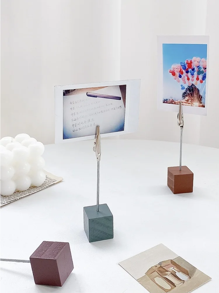 1pcs Retro Color Wood Photo Note Clip Mini Table Wooden Display Stand Holder for Memo Paper Desk Accessories Office School F891 6