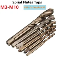 Taraud à vis M3 M10 HSS Co Cobalt M35, Machine à cannelures en spirale, taraud à vis métrique, outils électriques droitiers, forets, 6 pièces