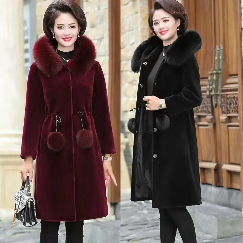 Nuevo  Abrigo de piel sintética de visón para mujer, abrigo largo de piel de lujo, abrigo de tapeta holgada, abrigo grueso y cálido de talla grande, abrigos de felpa para mujer p3KkWayq9