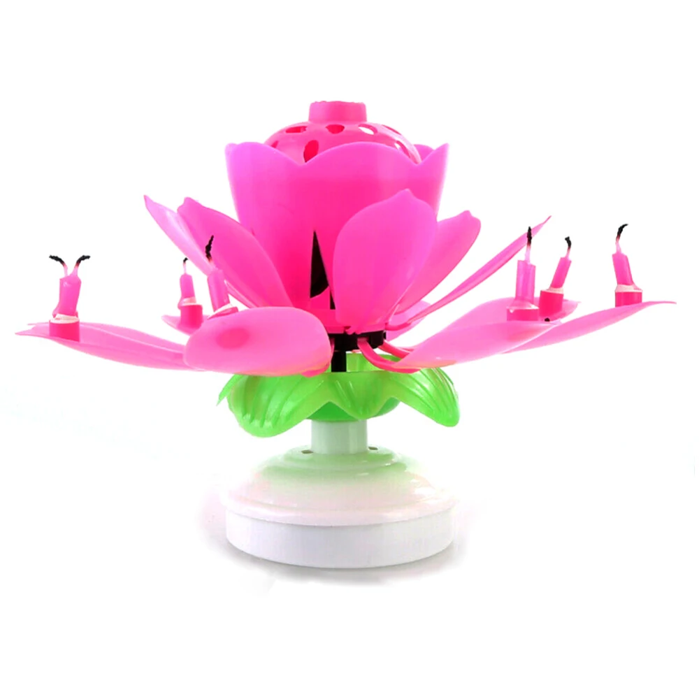 

Cake Music Sparkle Cake Topper Rotating Candles Beautiful Blossom Lotus Flower Candle Birthday Party Decoration 6.5* Height 11cm