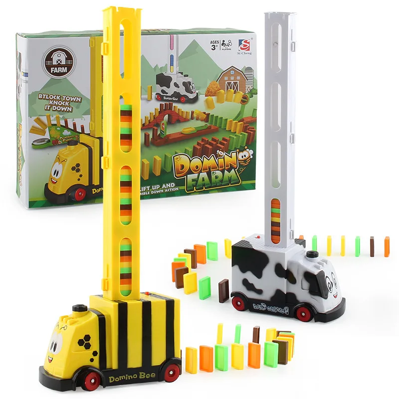 

Children Educational Building Blocks Toy Douyin Domino Small Train DIY Automatic Delivery Electric Toy Car
