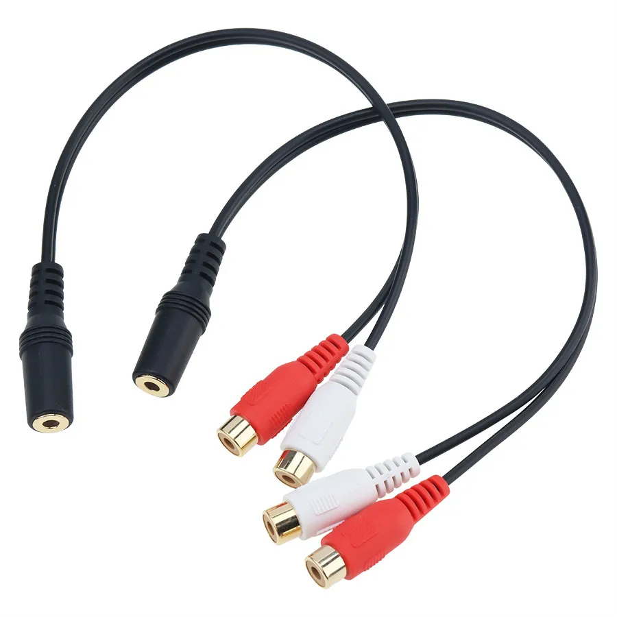 27cm 3 5mm Stereo Female to 2 RCA Female Jack Audio Adapter Y Splitter Cable Conversion Line For Headphones Tablet PC 2000pcs