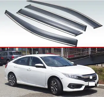 

For Hodna Civic 10 2016 2017 2018 2019 Plastic Exterior Visor Vent Shades Window Sun Rain Guard Deflector