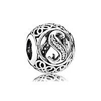 NEW 925 Sterling Silver Twenty-six letters Charm beads Fit Bracelet DIY bangle for Women Jewelry wholesale factory - Цвет: S