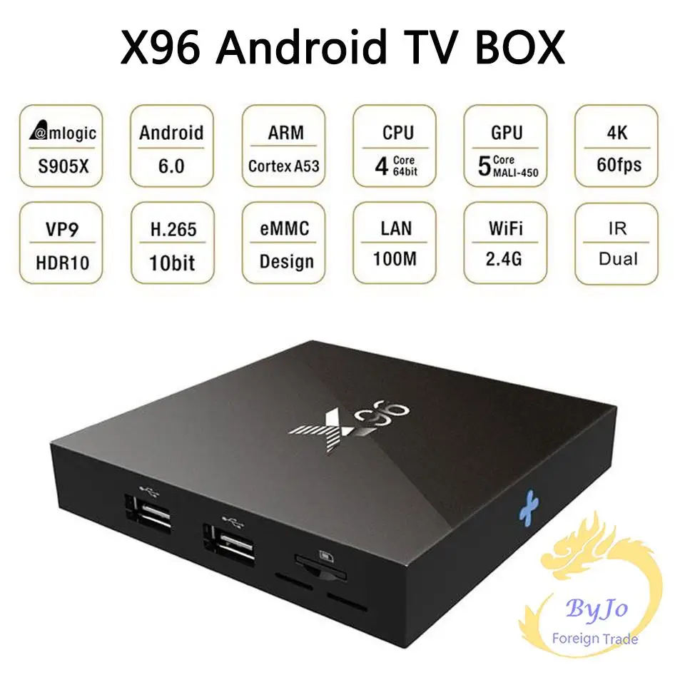 ТВ приставка X96 S905X 1 ГБ 8 или 2 16 четырехъядерный Amlogic Android 6 0 Wi Fi HDMI 2.0A 4K * 2K IPTV Смарт
