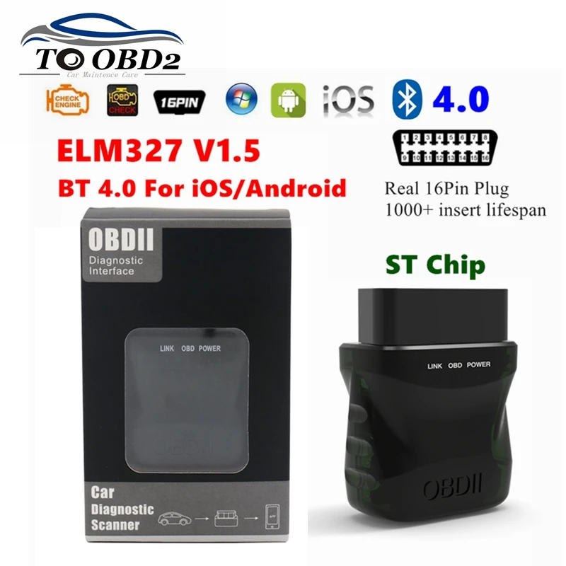 

Автомобильный диагностический сканер ELM 327 V1.5 с Bluetooth 4,0 OBD2, считыватель кодов V015 ELM327, автомобильный диагностический инструмент Elm-327 1,5 OBDII для Android/IOS/ПК