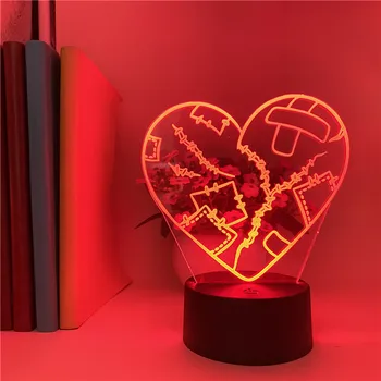 

Clock Alarm Base 3D Light Lamp The Patching Heart Night Light Plug In Motion Sensor Light Children's Present Baby Night Light