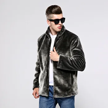 

HOO new men's 2020 new winter imitation imitation mink fur plush fur jacket collar jacket