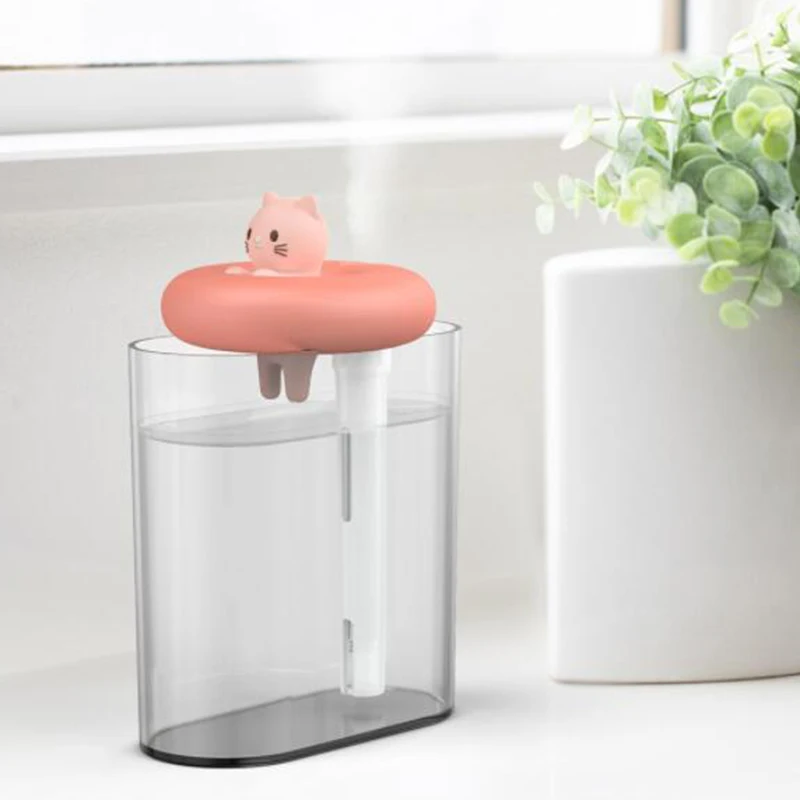 Home Appliances USB Humidifier Swimming Ring Cute Pet Ultrasonic Cool Mist Aroma Air Oil Diffuser Romantic Color LED Lamp