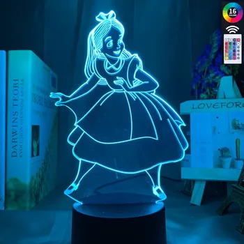 

3d Princess Figure Baby Night Light Alice In Wonderland Led Touch Sensor Color Changing Nightlight For Kids Girl Room Decor Lamp