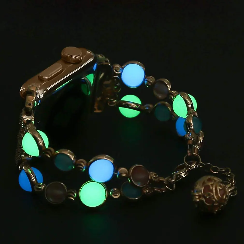 

Bracelet Straps Luminous Luminous Beads Handmade Watches With Metal Straps Professional Fashion Highlights Personality