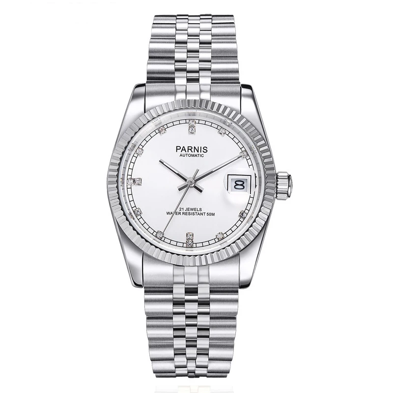 NO7 Parnis 36mm Luxury Brand Men Watch Gold Automatic Watch Men Sapphire Crystal Elegant Diamond Stainless Bracelet Gifts for Men - Цвет: NO7