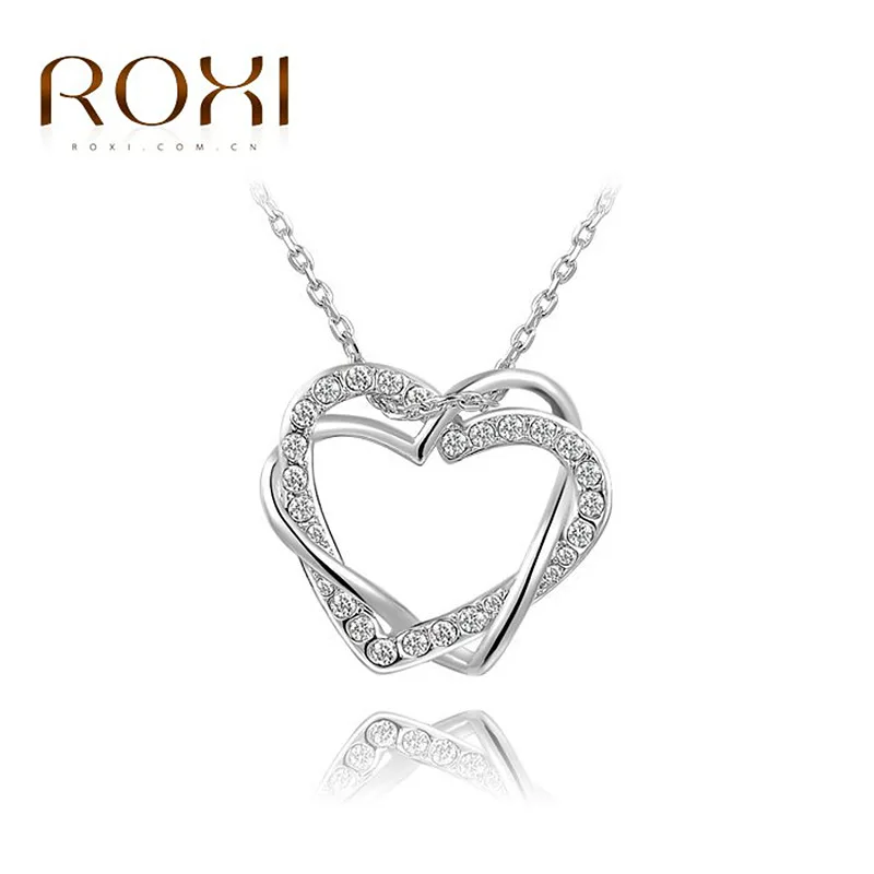 

Europe And America Jewelry Roxi Foreign Trade Austria Crystal Double Heart Winding Heart Pendant Valentine's Day Gift