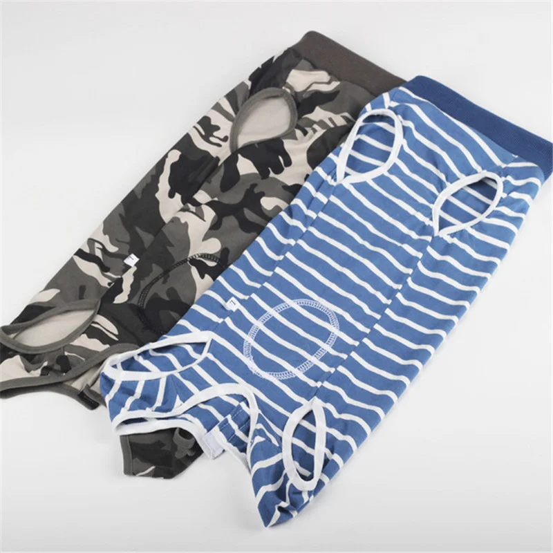 Pet Dog Pajamas Vest Colorful Striped Dog Jumpsuit Soft Warm Jumpsuit Pyjamas for Small Large Dogs Surgery Clothes Pet Supplies