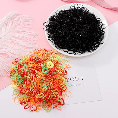 1000pcs/Pack Girls Colorful Small Disposable Rubber Bands Gum For Ponytail Hold Scrunchie Hair Bands Fashion Hair Accessories 500black500colors1