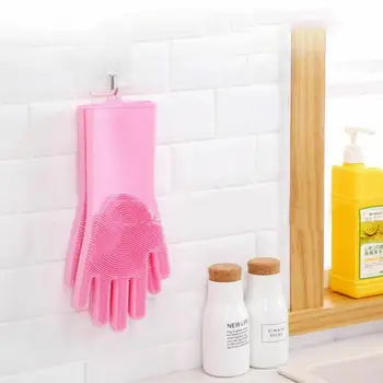 

Food Grade Silicone Dishwashing Gloves Silicon Glove Dishes Cleaning Brush Scrubbing Glove For Washing Housework Kitchen Wi D0P5