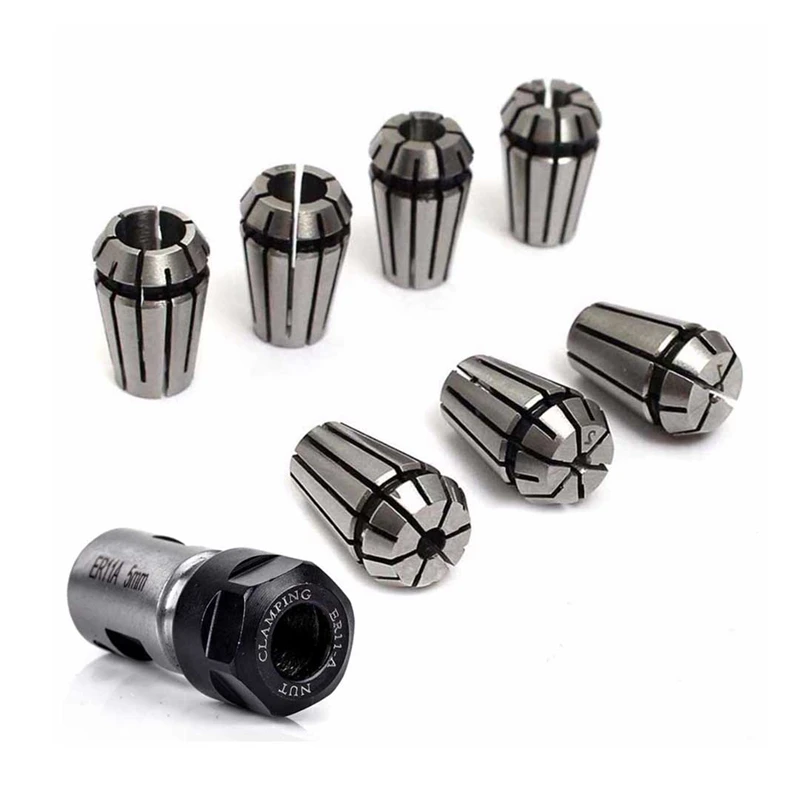 7pcs Steel ER11 Spring Collet 1/2/3/4/5/6/7mm with 5mm ER11A Extension Rod Motor Shaft Holder wood router table Woodworking Machinery