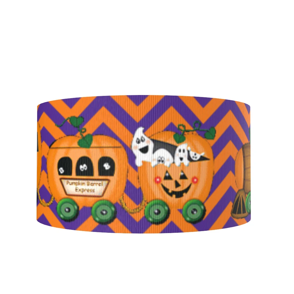 

50Y 3" 75mm Halloween Pumpkin Grosgrain Ribbon Packing Material DIY Bow Craft Wedding Decoration Wedding Gift Wrap Gift,50Yc7836