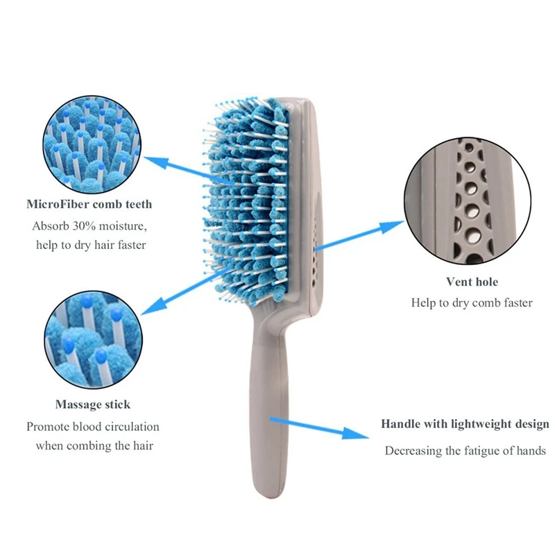 Быстросохнущая расческа для сухих волос щетка с абсорбирующей микрофиброй волосы щетины уход за перхотью расчески