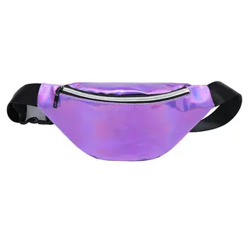 

Laser Laser PU Leather Fanny Pack Leisure Travel Purse Chest Bag Hip-hop Women's Waist Bag