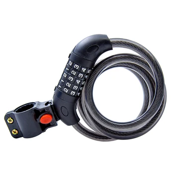 

Bicycle Combination Lock Mountain Bike Practical Steel Wire Anti Theft Thickened Durable With Bracket 5 Numbers Kids Lengthen