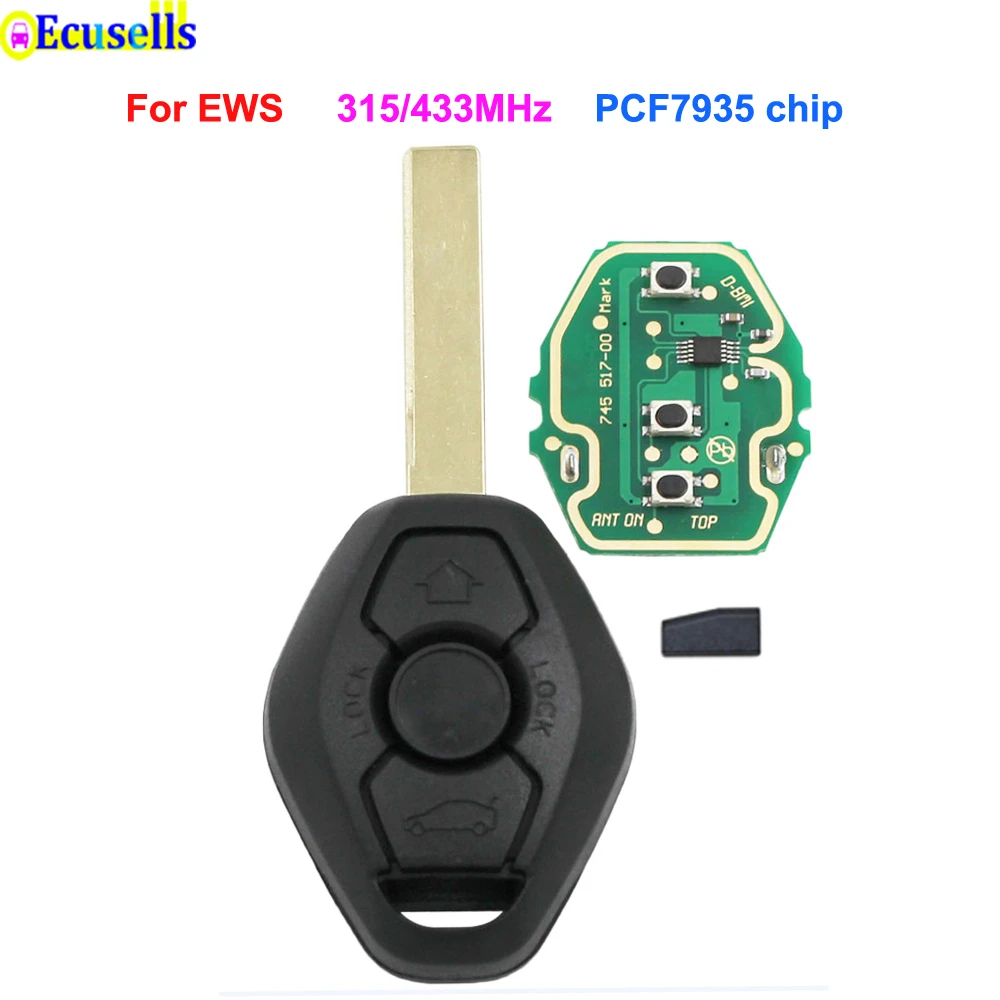 Llave de control remoto 433 MHz ID44 Chip para BMW Serie 3 5 7 E38 E39 E46 BAQI EWS