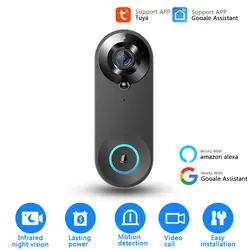 1080p tuya inteligente câmera de vídeo campainha wi fi vídeo porteiro campainha da porta câmera de áudio bidirecional funciona com alexa echo mostrar google casa