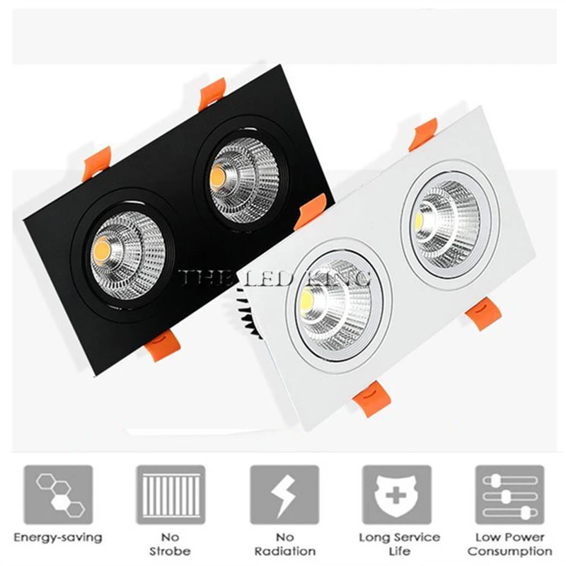 Free Ship Double Led Square Cob Downlight Dimmable Ac80 240v 14w 20w Recessed Led Ceiling Lamp Spot Light Bulbs Indoor Lighting Led Downlights Aliexpress