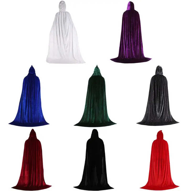 

Hooded Cloak Long Velvet Cape for Christmas Halloween Dress up Costumes -110CM