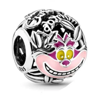 

2020 New 925 Sterling Silver Beads Pink Enamel Openwork Round Charms Fit Original Pan Bracelet Necklace Women DIY Jewelry