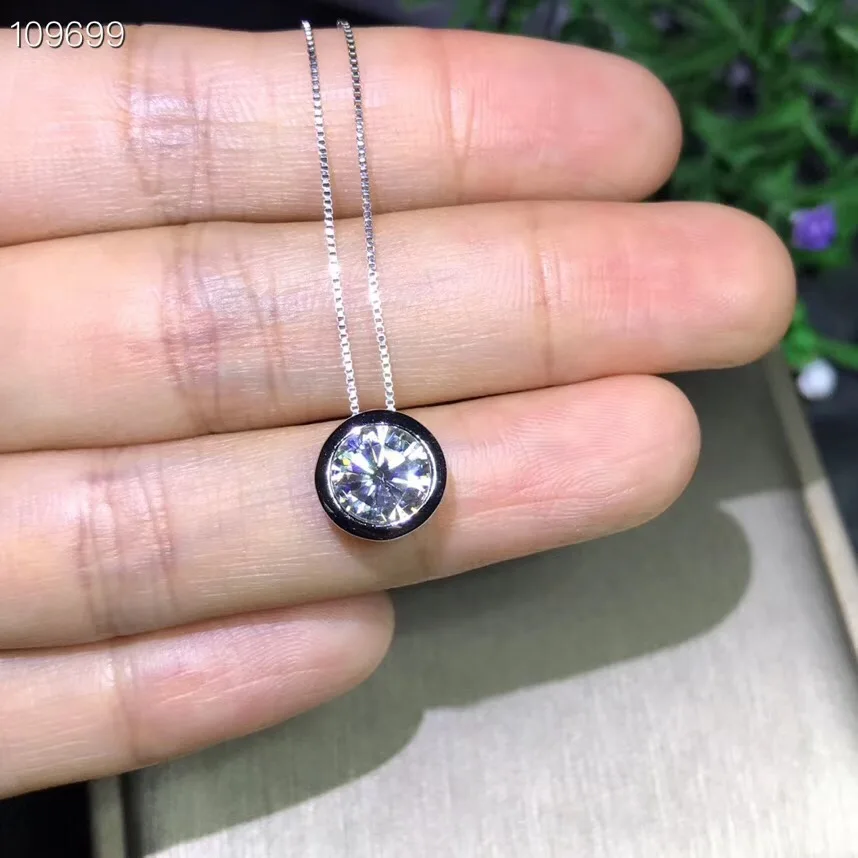 Ожерелье moissanite, драгоценный камень 1 карат, D. VVS1, серебро 925 пробы, популярное колье. Бриллиантовое ожерелье