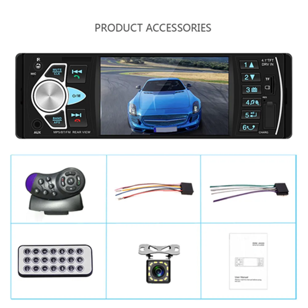 With 12Led camera " 4022D автомобильное радио аудио стерео TF карта USB AUX FM Bluetooth радио станция MP3 плеер с камерой заднего вида дистанционное управление - Цвет: With 12Led camera