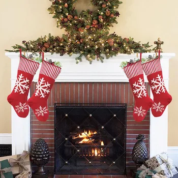 

Christmas Stocking Knit Sock Santa Candy Gift Bags Xmas Tree Hanging Decor Stockings Gift Holders For Children