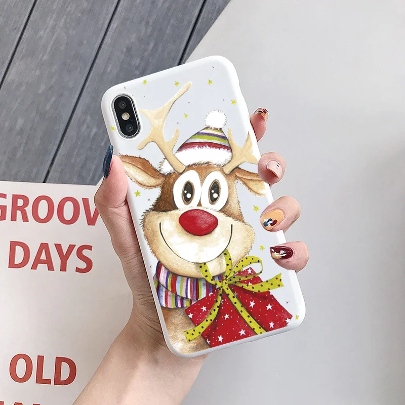 Силиконовый чехол с Рождеством для iPhone X, 7 Plus, 8, Xs Max, XR, год, олень, Fundas, для iPhone 6, 6 S, 5, 5S, SE, ТПУ, задняя крышка