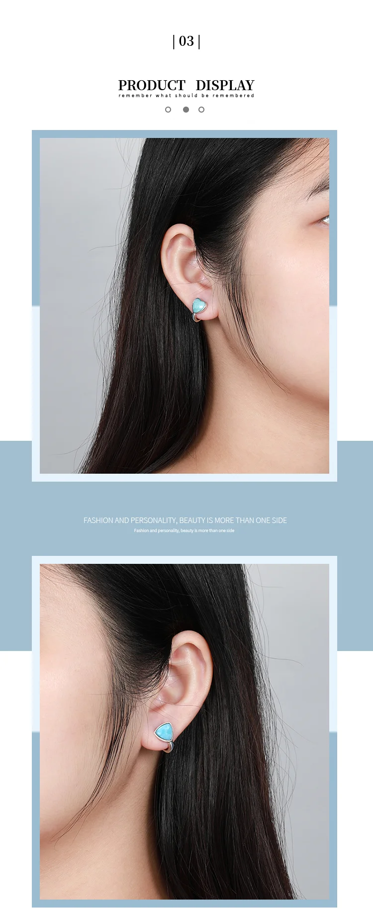 2021 Simple Fashion Geometric LOVE Charm 925 Sterling Silver Jewelry Gift Classic Natural Precious Larimar Earrings for Women