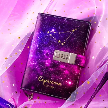 

2020 Creative Notebook Constellation Zodiac With lock Handbook Diary DIY planner Journal Student Business Gift