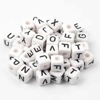 

10mm 50pcs/lot Letter Beads Acrylic Alphabet Beads Square Spacer Beads For Jewelry Making DIY Bracelet Necklace Accessories