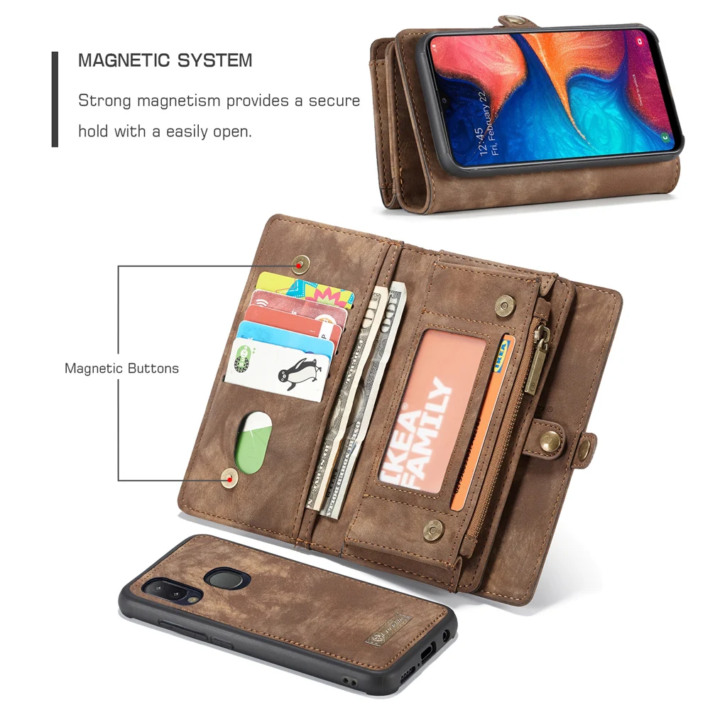 Молния Магнит Флип ТПУ задняя крышка Fundas для samsung Galaxy A20e A30 A20 чехол A202F A205F Роскошный кожаный чехол-бумажник для телефона с отделениями для карт Coque