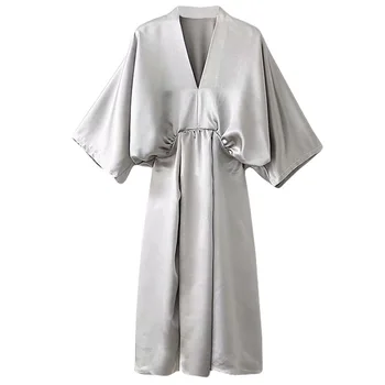

One Day Type A Gentle Wind Easy Skirt Lazy Pajamas Wind Goddess Skirt Suit-dress Metal System Effect Dress