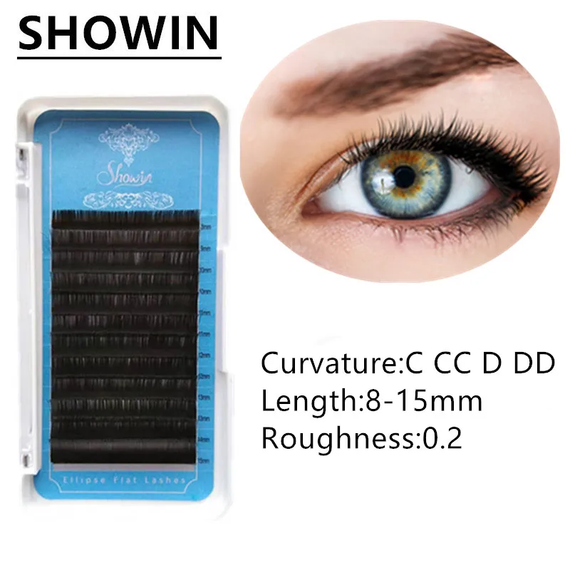 

5 Case 0.2mm 3D Mink Lashes Natural Extension Ellipse Flat Lashes Individual Eyelash Extension Makeup Cilia Professional