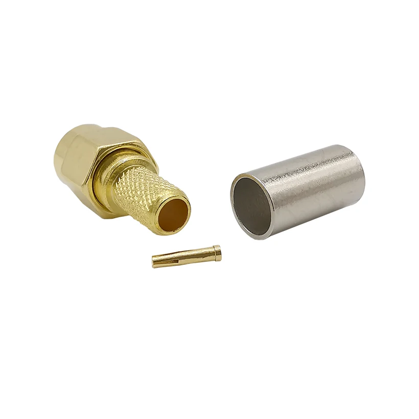 ALLiSHOP RP SMA штекер RF Coax разъем обжимной для RG58 LMR195 RG142 RG400 кабель прямой позолоченный
