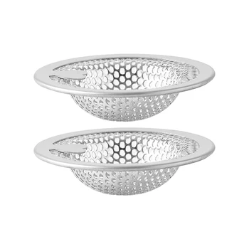 

2pcs Universal Catcher Anti Clogging Strainer Sink Drain Wide Rim Food Filter Bathroom Stainless Steel Home Kitchen Fine Mesh
