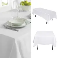 1Pc White Tablecloth Hotel Banquet Wedding Party Pure Color Rectangle Glossy Tablecloth Dining Room Coffee Table Tablecloth 2
