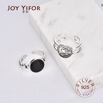 

S925 sterling silver rings Black Resin Finger Rings Fashion Jewellery Elegant Big Oval Resion Mold Ring Silver Color Jewelry